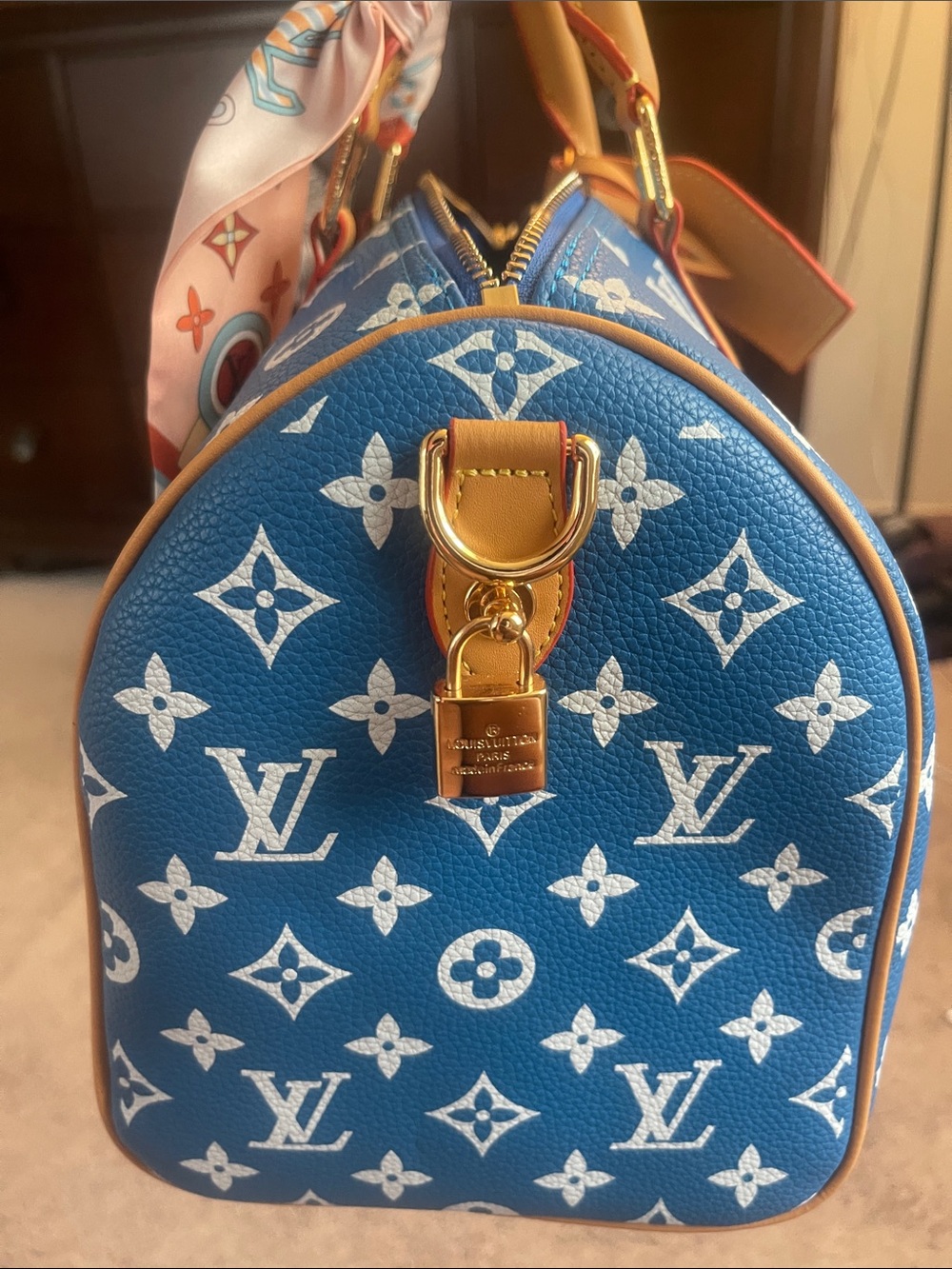 30CM Blue/White Speedy W/ Matching Coin Pouch & Twilly 💙🤍 - Picture 6 of 10